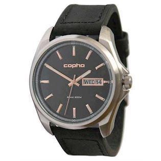 Copha Grand-Duke sort med rosa forgyldte viser herre ur, 21BCDS24